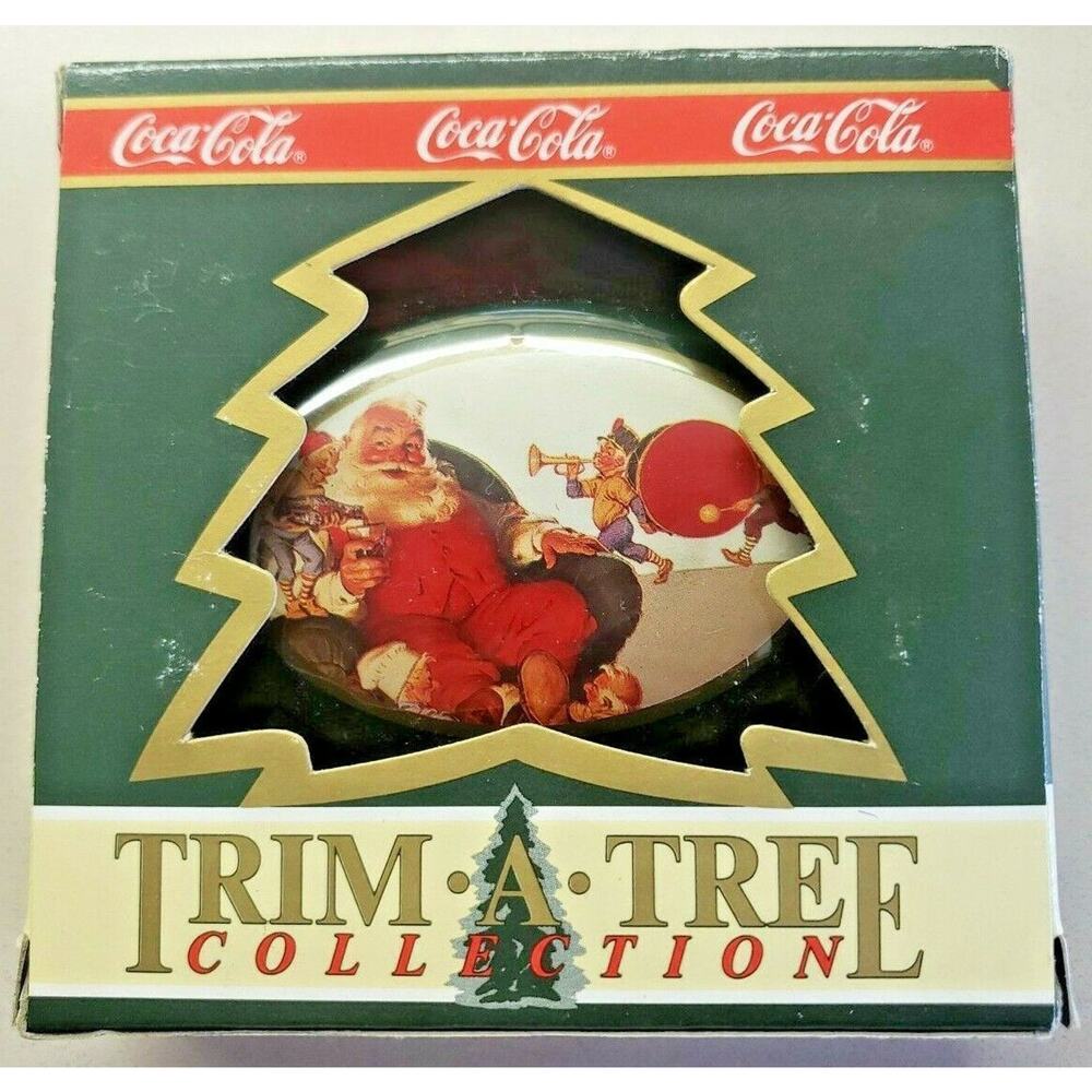 1990 Coca Cola Trim A Tree Collection Tin Christmas Ornaments New in Box U72-2